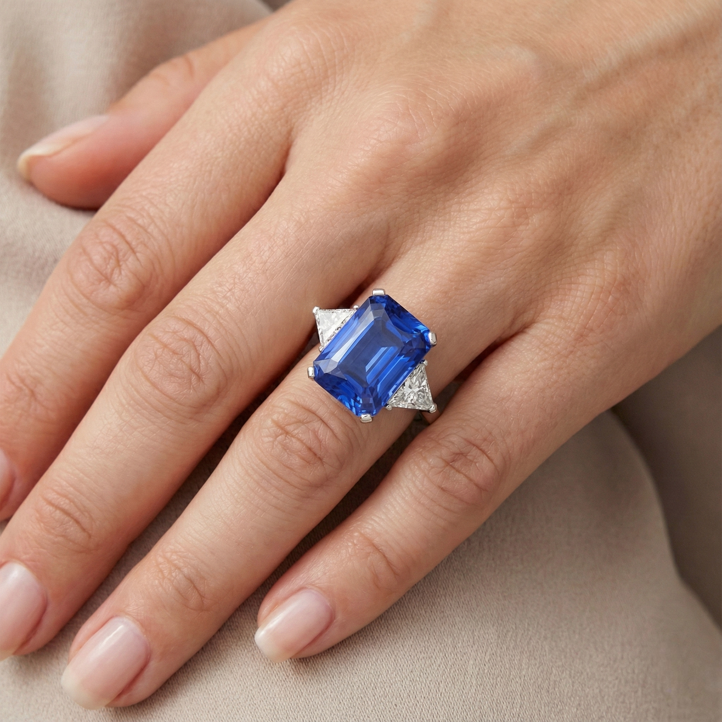Natural Real ( Not Lab Grown )  6 Carat Radiant Sapphire Stone Ring