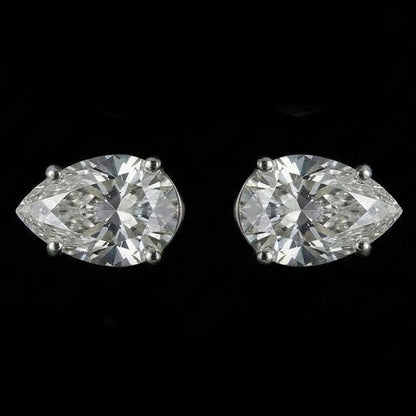 6 Carats Pear Cut CERTIFICATE Lab Grown Diamonds Studs Earrings White Gold