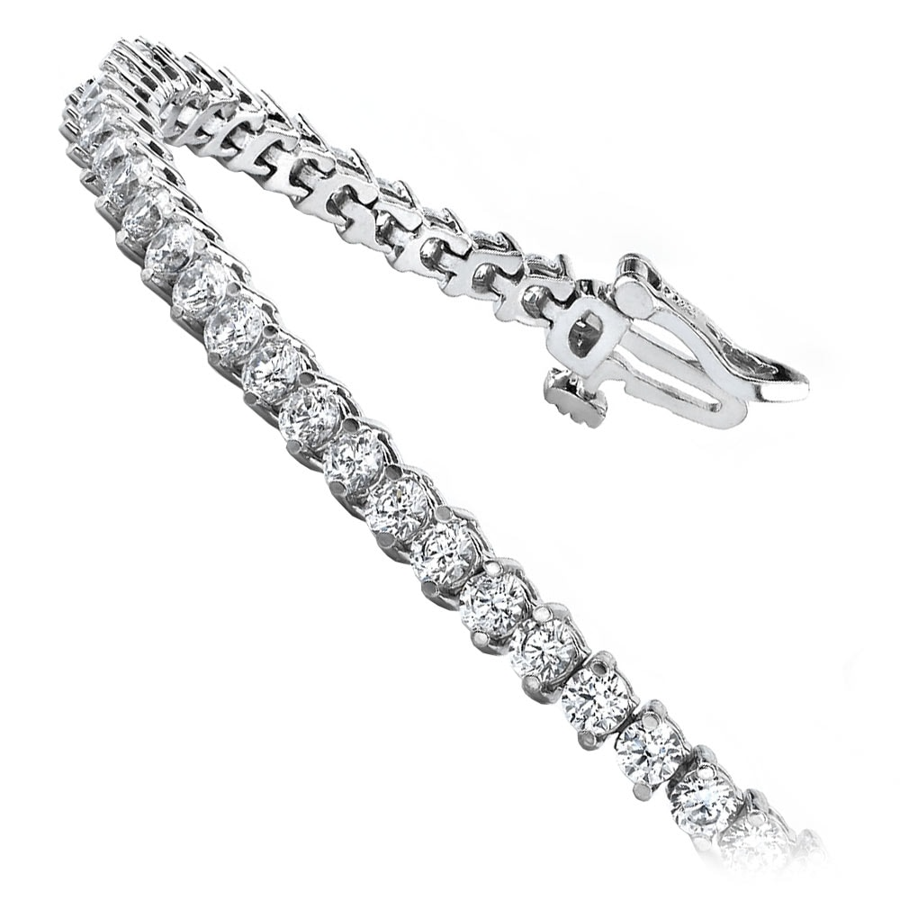 6 Carats Prong Set Round Cut Lab Grown Diamond Tennis Bracelet White Gold