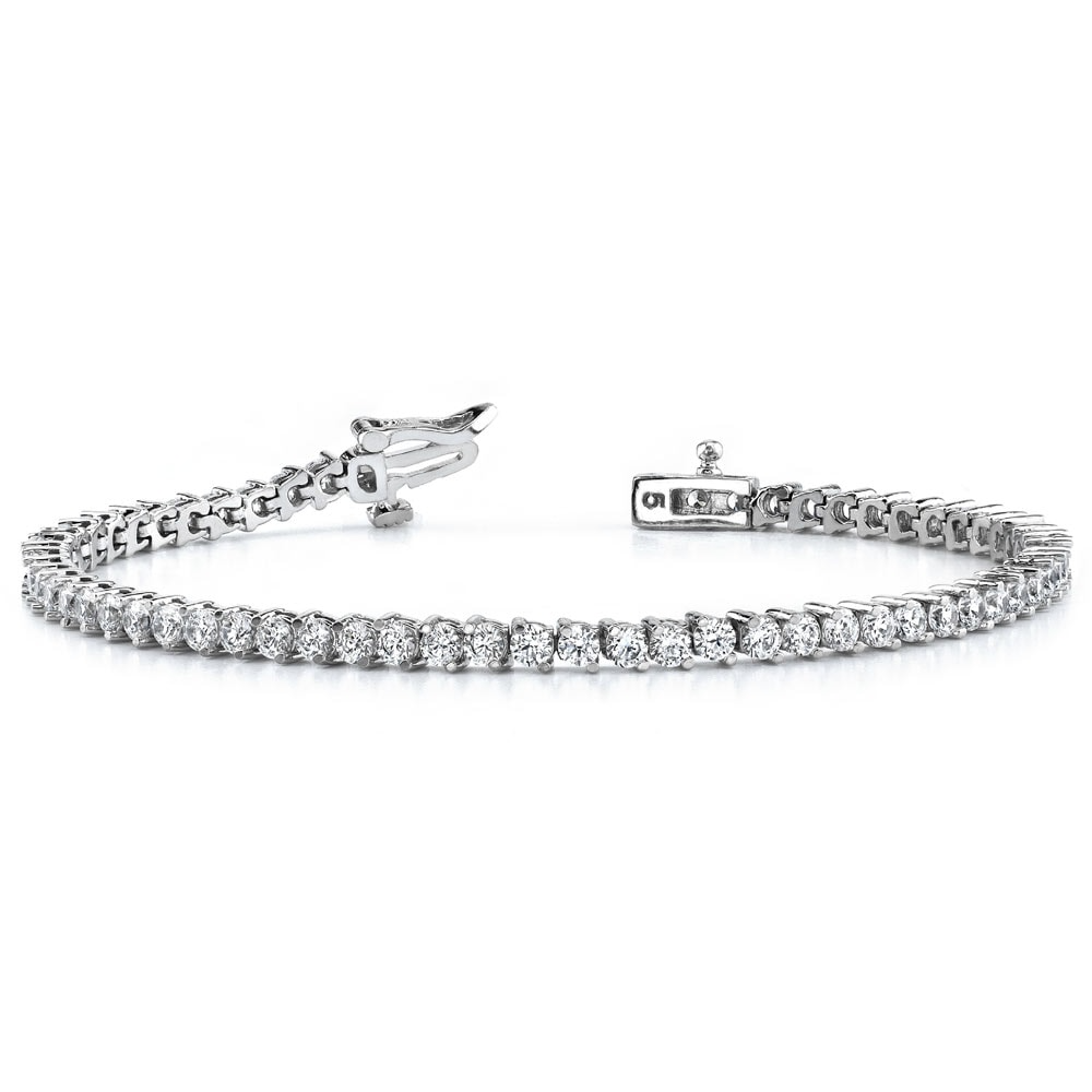 6 Carats Prong Set Round Cut Lab Grown Diamond Tennis Bracelet White Gold