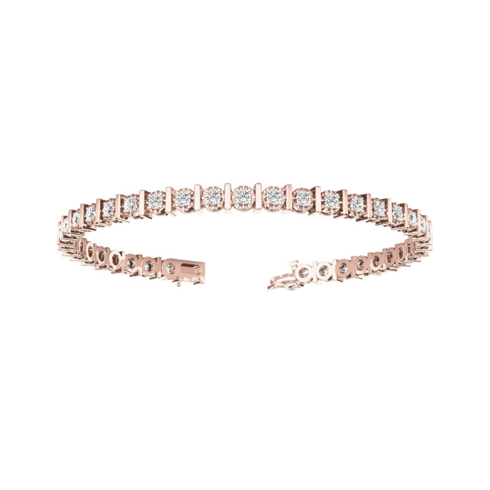 6 Carats Prong Set Round Cut Natural Earth Mined Diamonds Tennis Bracelet RG 14K