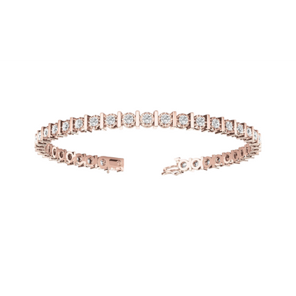 6 Carats Prong Set Round Cut Natural Earth Mined Diamonds Tennis Bracelet RG 14K