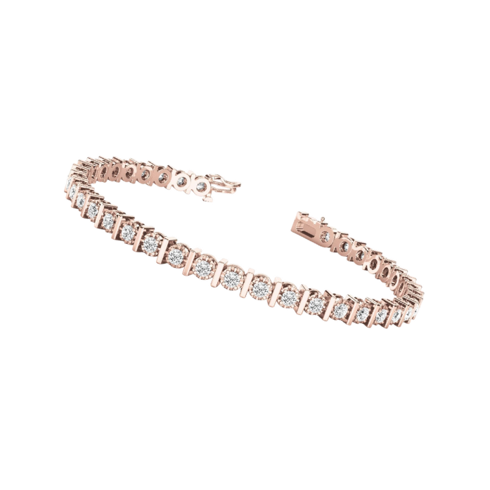 6 Carats Prong Set Round Cut Natural Earth Mined Diamonds Tennis Bracelet RG 14K
