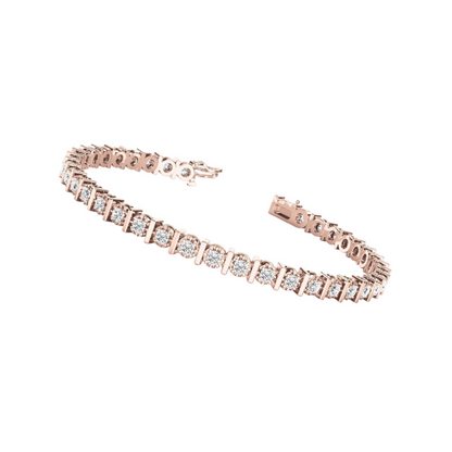 6 Carats Prong Set Round Cut Natural Earth Mined Diamonds Tennis Bracelet RG 14K