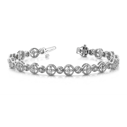 6 Carats Prong Setting Round Lab Grown Diamond Lady Bracelet White Gold 14K