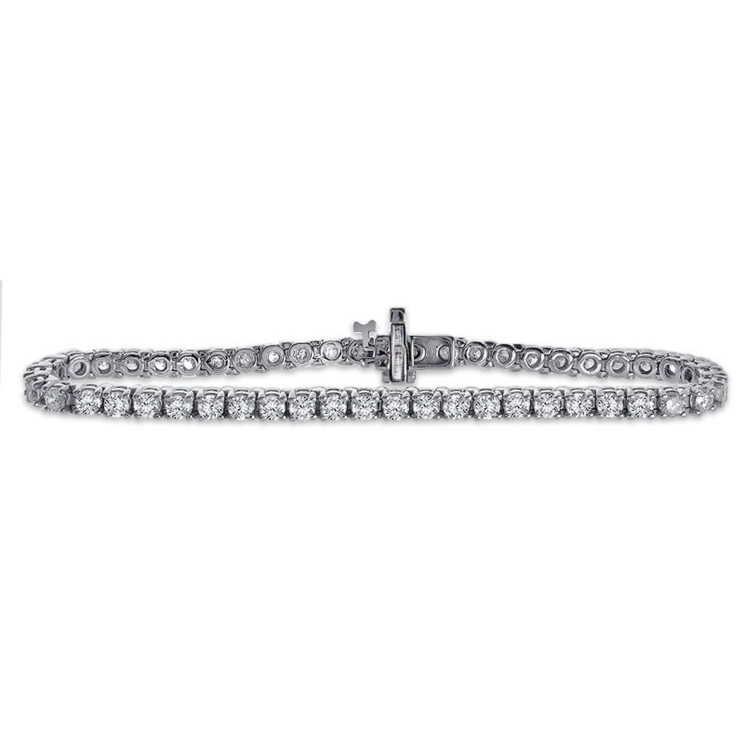 6 Carats Women Bracelet Round Cut Lab Grown Diamonds White Gold