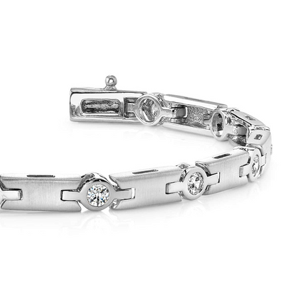 6 Ct Round Cut Bezel Setting Lab Grown Diamond Bracelet Solid White Gold Jewelry