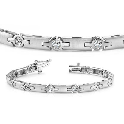 6 Ct Round Cut Bezel Setting Lab Grown Diamond Bracelet Solid White Gold Jewelry