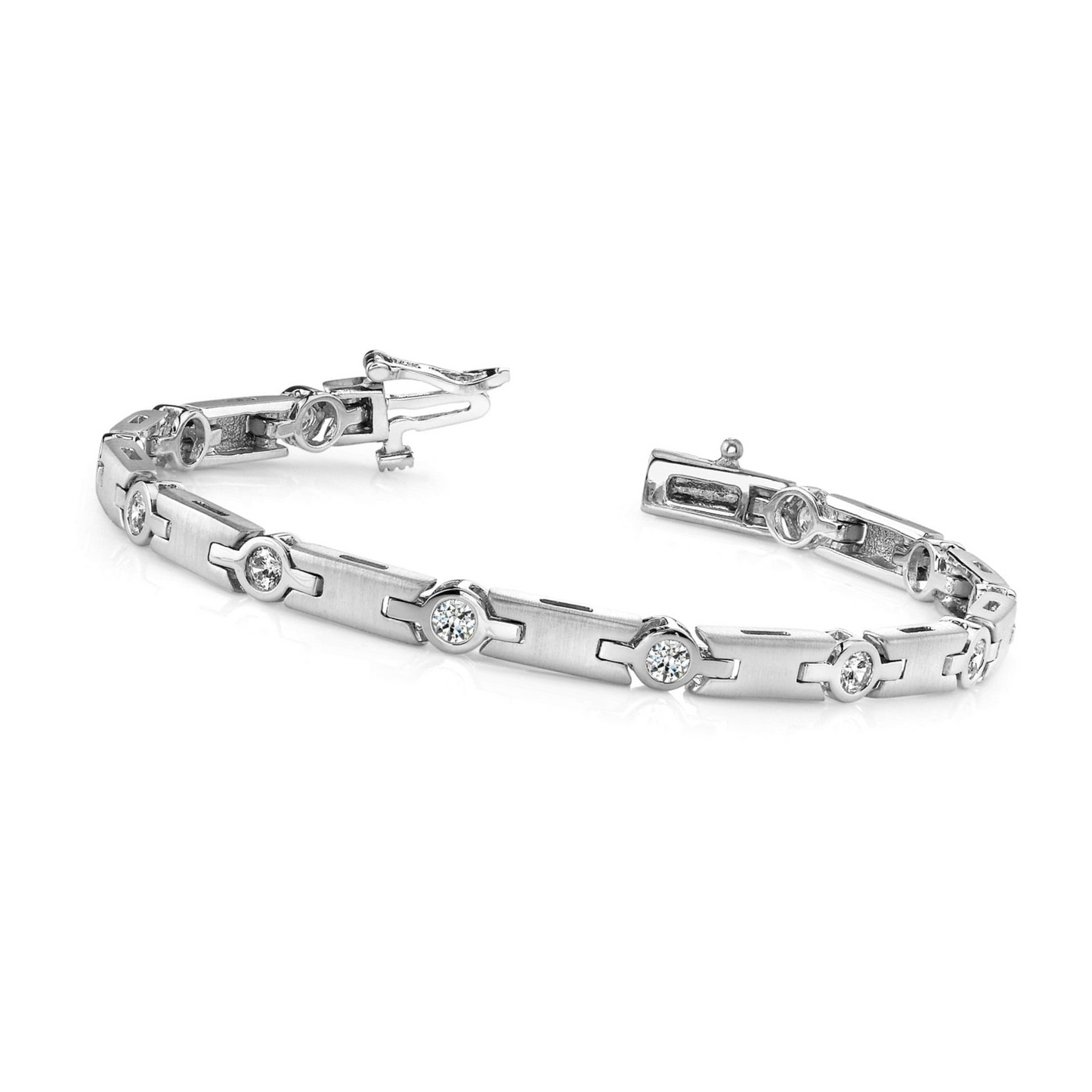 6 Ct Round Cut Bezel Setting Lab Grown Diamond Bracelet Solid White Gold Jewelry