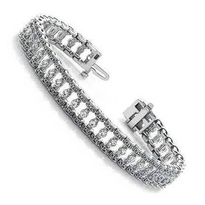 6 Ct Round Two Prong Setting Natural Earth Mined Diamond Bracelet Solid White Gold 14K
