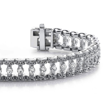 6 Ct Round Two Prong Setting Natural Earth Mined Diamond Bracelet Solid White Gold 14K