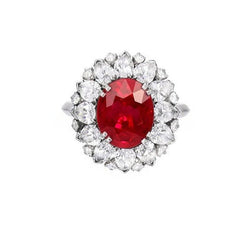 Round And Pear Cut Diamonds With Ruby IGI CERTIFIED Ring 17.75 Ct White Gold 14K