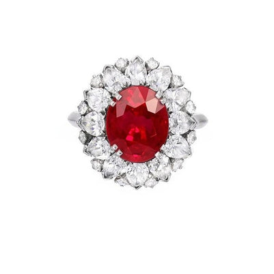 Round And Pear Cut Diamonds With Ruby IGI CERTIFIED Ring 17.75 Ct White Gold 14K