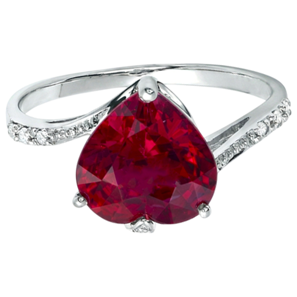 7.20 Ct Heart Cut Red Ruby IGI CERTIFIED And Round Diamond Ring Gold White 14K