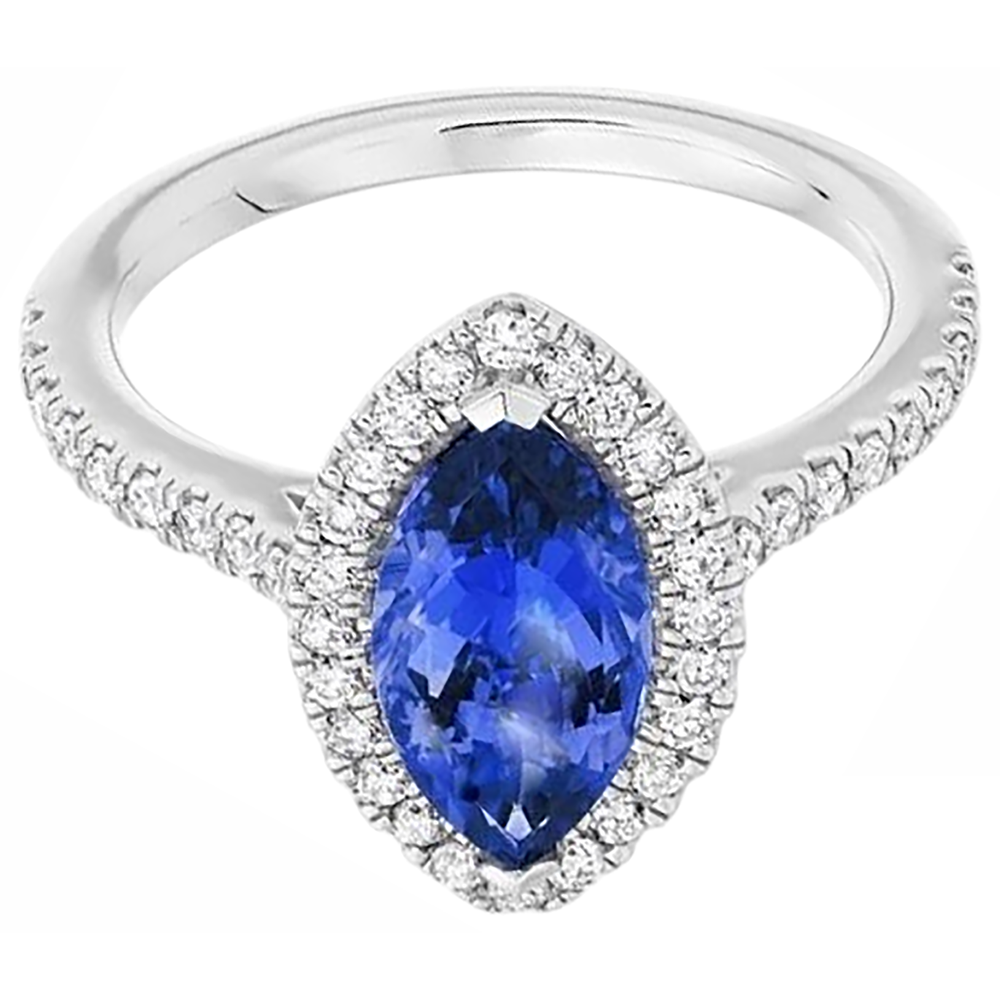 7.25 Carats Marquise Tanzanite Halo Natural Earth Mined Diamond Ring White Gold 14K