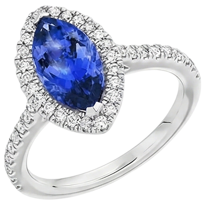 7.25 Carats Marquise Tanzanite Halo Natural Earth Mined Diamond Ring White Gold 14K