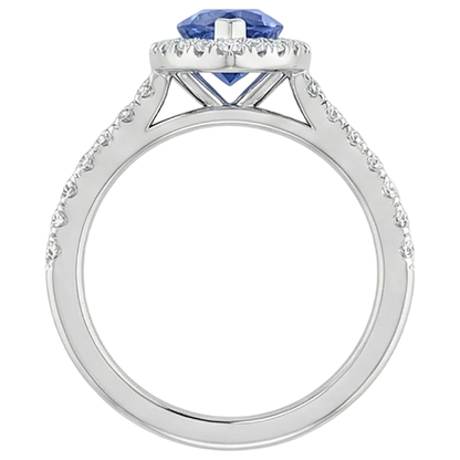 7.25 Carats Marquise Tanzanite Halo Natural Earth Mined Diamond Ring White Gold 14K