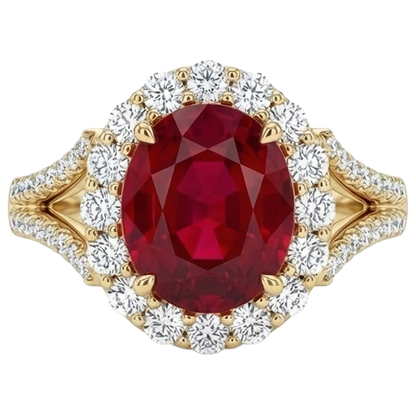 lab grown round ruby 7.25ct ring front view