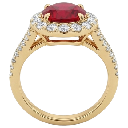 lab grown round ruby 7.25ct ring profile view