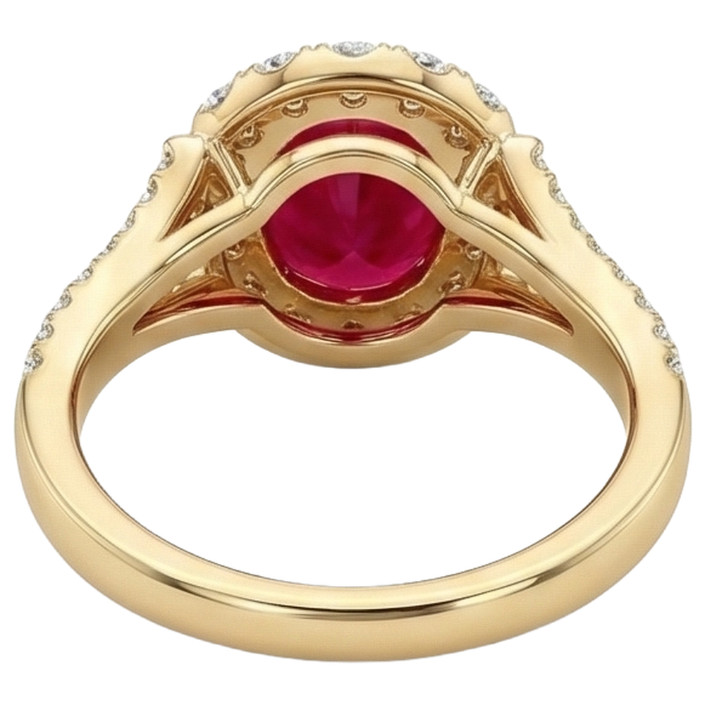 lab grown round ruby 7.25ct ring on white background