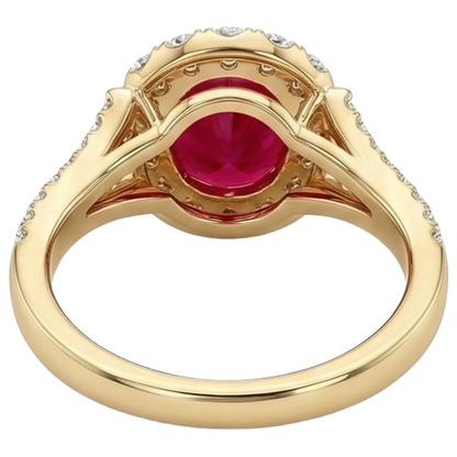 lab grown round ruby 7.25ct ring on white background