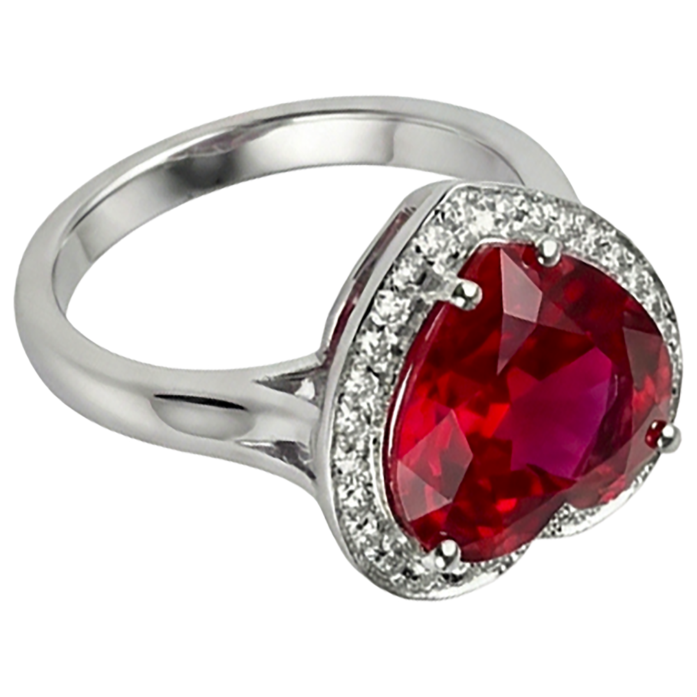 7.25 Ct 14K Gold Nice Gemstone Ring Red Ruby IGI CERTIFIED With Diamond Jewelry