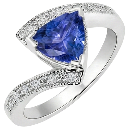 7.25 Ct Solitaire With Accent Tanzanite With Natural Earth Mined Diamonds Ring 14K Gold