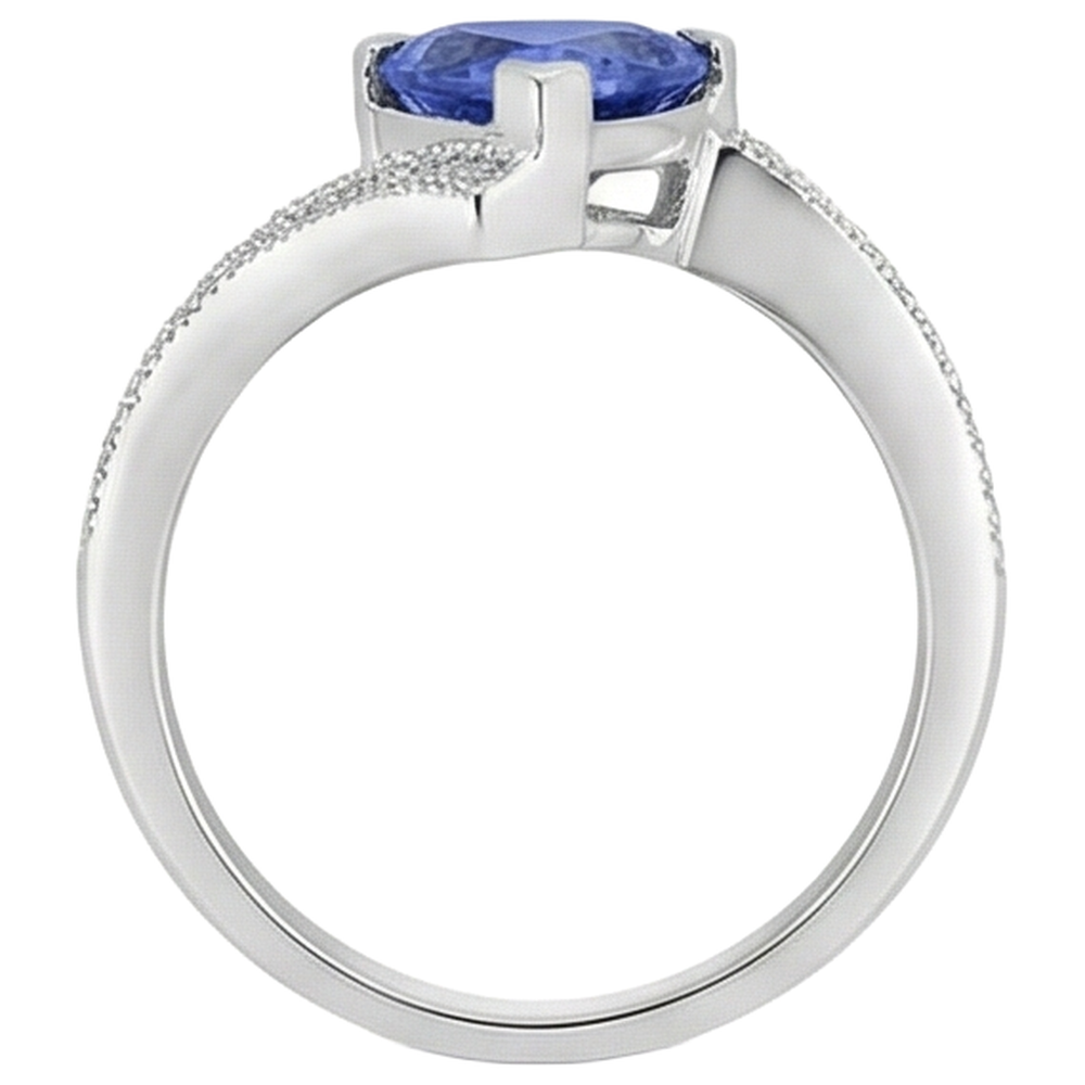 7.25 Ct Solitaire With Accent Tanzanite With Natural Earth Mined Diamonds Ring 14K Gold