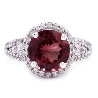 7.25 Ct Tourmaline And Natural Earth Mined Diamonds Halo Wedding Ring Gold White