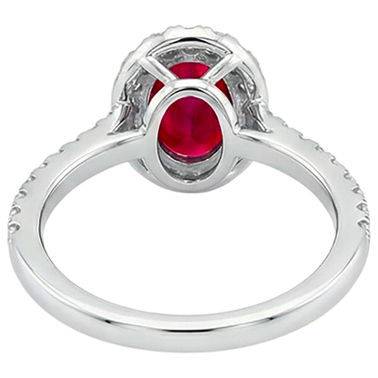7.35 Carats Oval Ruby With Round Natural Earth Mined Diamonds Ring White Gold 14K