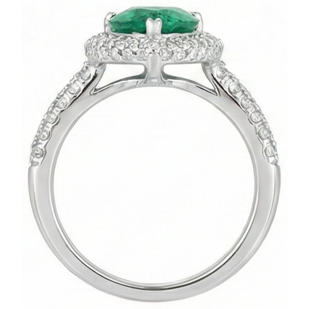 7.35 Ct Green Emerald GIA And Natural Earth Mined Diamonds Wedding Ring Prong Set 14K Gold White