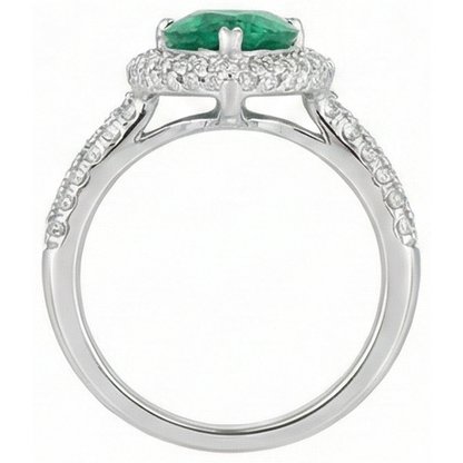 7.35 Ct Green Emerald GIA And Natural Earth Mined Diamonds Wedding Ring Prong Set 14K Gold White