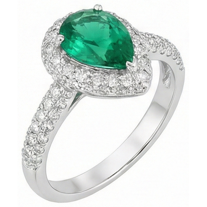 7.35 Ct Green Emerald GIA And Natural Earth Mined Diamonds Wedding Ring Prong Set 14K Gold White