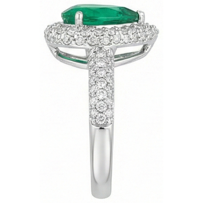 7.35 Ct Green Emerald GIA And Natural Earth Mined Diamonds Wedding Ring Prong Set 14K Gold White