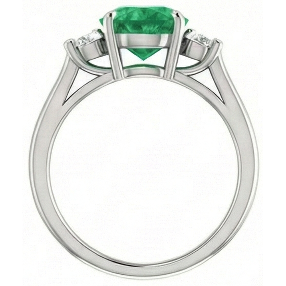 7.40 Carats Green Emerald GIA And Natural Earth Mined Diamonds Anniversary Ring 14K Gold White New