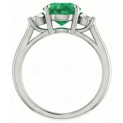 7.40 Carats Green Emerald GIA And Natural Earth Mined Diamonds Anniversary Ring 14K Gold White New