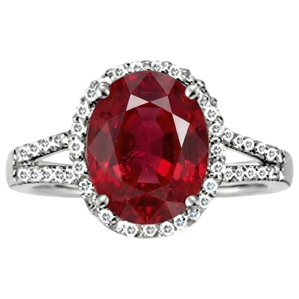 7.50 Ct Diamond And Red Ruby IGI CERTIFIED Gem-Stone Ring Jewelry White Gold 14K