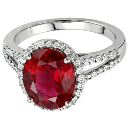 7.50 Ct Diamond And Red Ruby IGI CERTIFIED Gem-Stone Ring Jewelry White Gold 14K