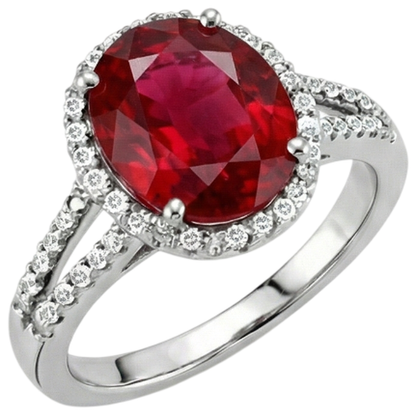 7.50 Ct Diamond And Red Ruby IGI CERTIFIED Gem-Stone Ring Jewelry White Gold 14K