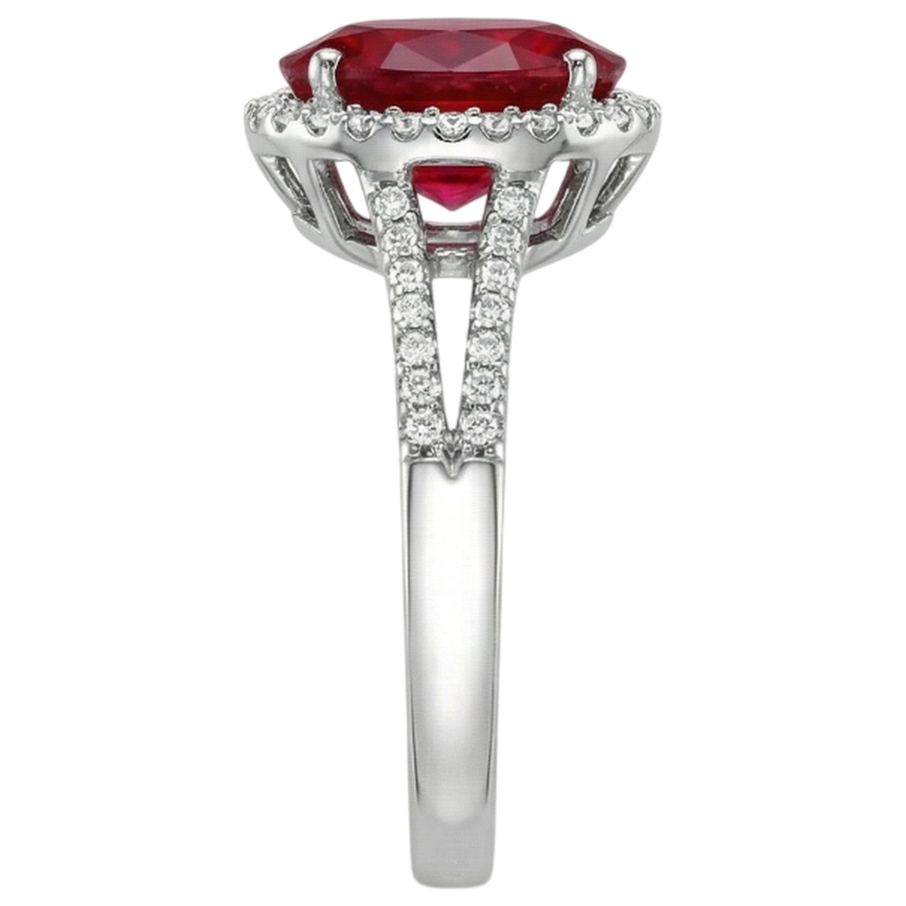 7.50 Ct Diamond And Red Ruby IGI CERTIFIED Gem-Stone Ring Jewelry White Gold 14K