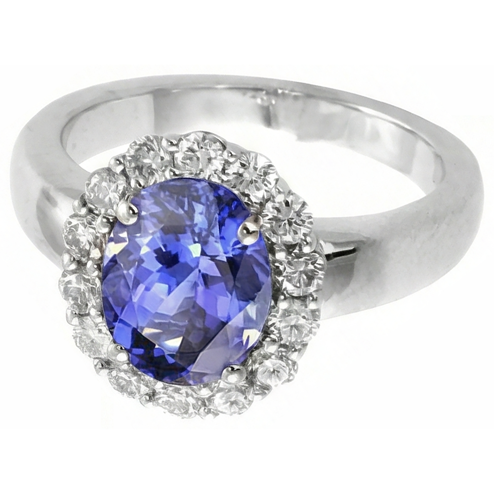 7.50 Ct Oval Tanzanite With Natural Earth Mined Diamonds Wedding Ring Gold White 14K