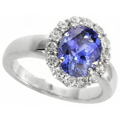 7.50 Ct Oval Tanzanite With Natural Earth Mined Diamonds Wedding Ring Gold White 14K