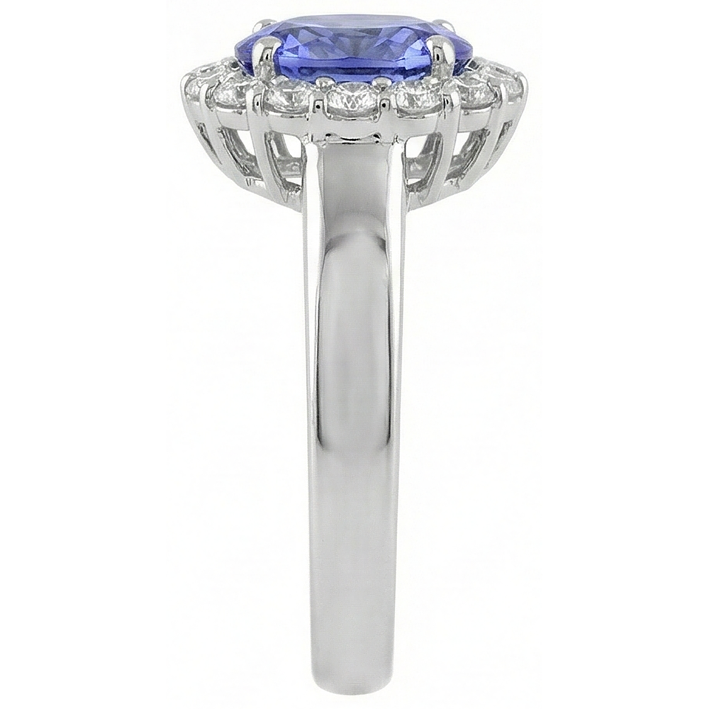 7.50 Ct Oval Tanzanite With Natural Earth Mined Diamonds Wedding Ring Gold White 14K
