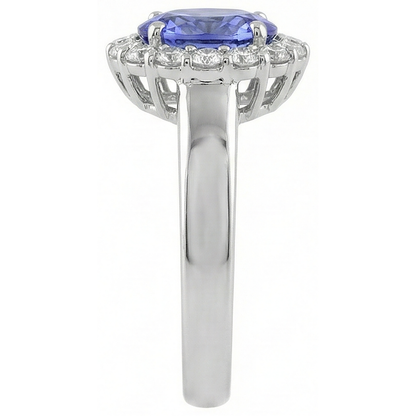 7.50 Ct Oval Tanzanite With Natural Earth Mined Diamonds Wedding Ring Gold White 14K