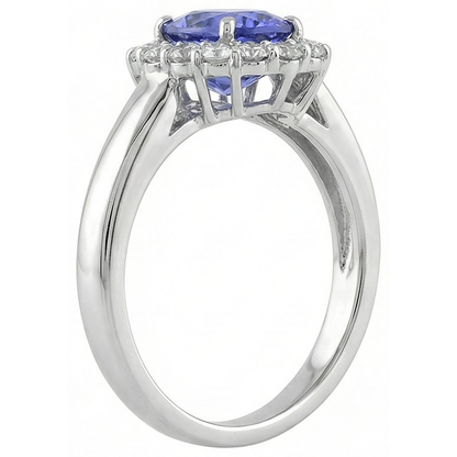 7.50 Ct Oval Tanzanite With Natural Earth Mined Diamonds Wedding Ring Gold White 14K