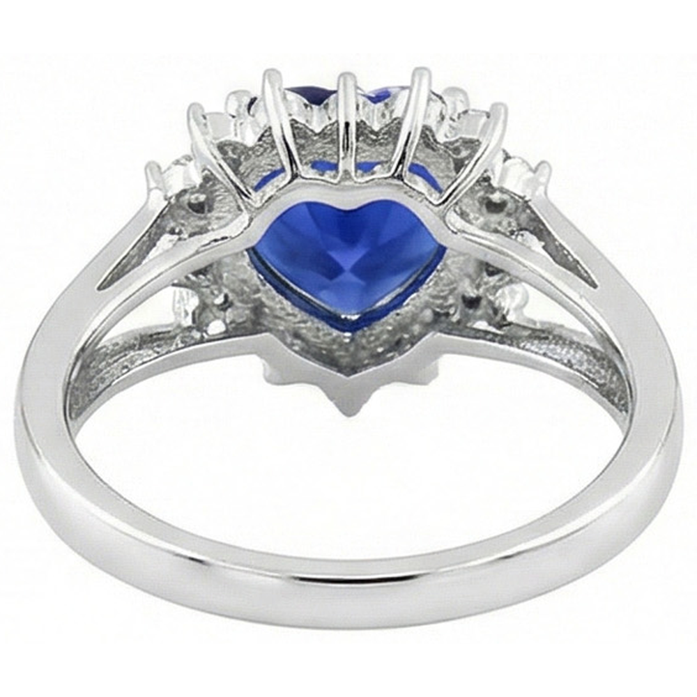 7.61 Ct Heart Sri Lanka Blue Sapphire And Natural Earth Mined Diamonds Ring