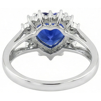 7.61 Ct Heart Sri Lanka Blue Sapphire And Natural Earth Mined Diamonds Ring