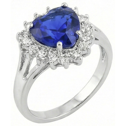 7.61 Ct Heart Sri Lanka Blue Sapphire And Natural Earth Mined Diamonds Ring
