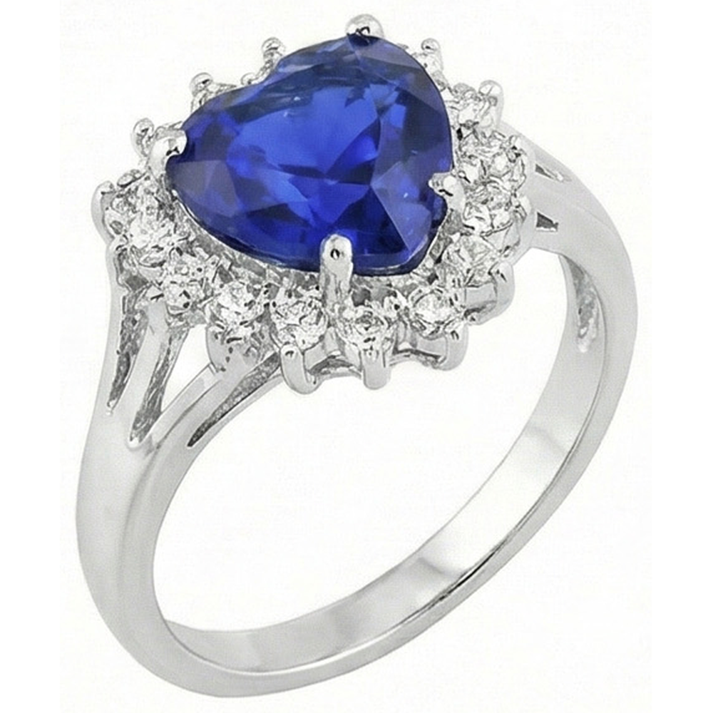 7.61 Ct Heart Sri Lanka Blue Sapphire And Natural Earth Mined Diamonds Ring