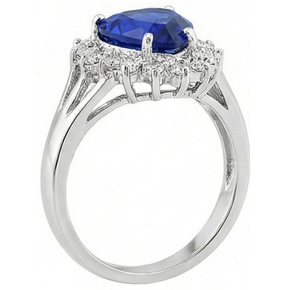 7.61 Ct Heart Sri Lanka Blue Sapphire And Natural Earth Mined Diamonds Ring